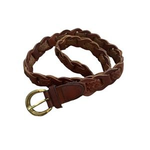 Amiee Lynn Genuine Brown Leather Woven Belt Women's Size M   36 Length